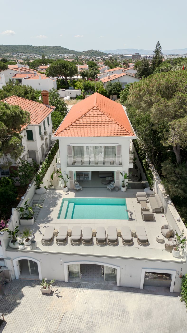 Vucino — aerial view of villa and pool
